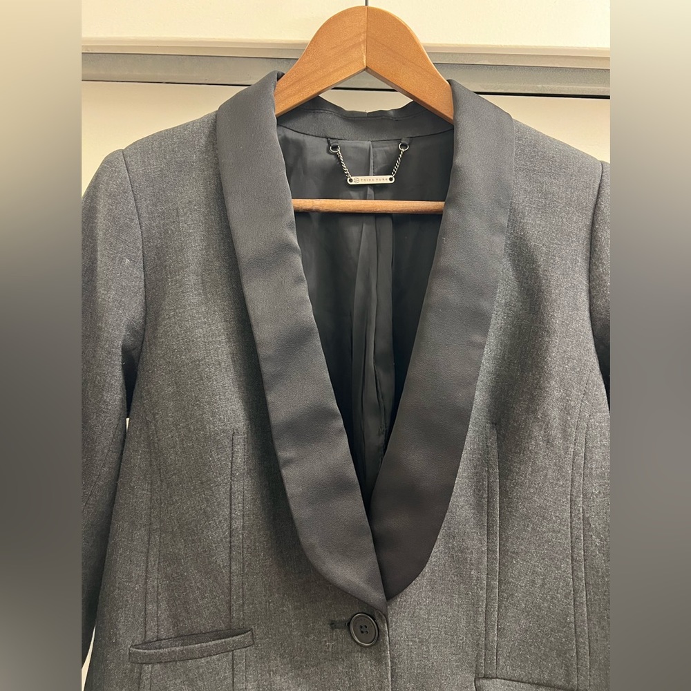 Trina Turk Satin Lapel Fitted Blazer - Picture 3 of 8